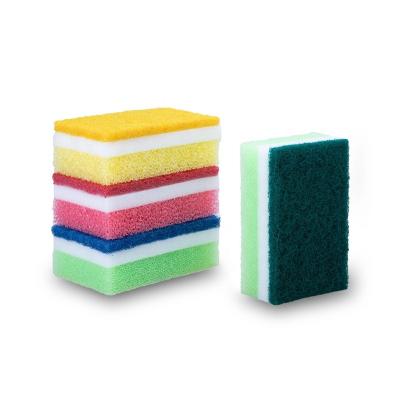 China Sustainable High Quality Kitchen Household Cleaning Super Absorbent Three Layer Filtering Scrubber Sponge Scrubber for sale