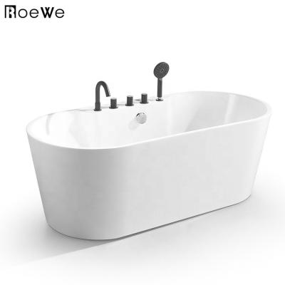 China 1700mm White Simple Style Freestanding Bathtubs, 1.6m Oval Seamless Acrylic Freestanding Tub Soaker Bathtub for sale