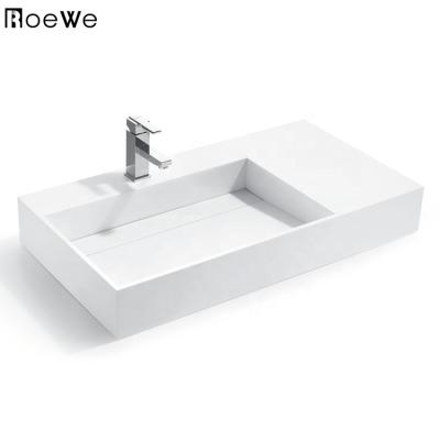 China Wallhang Modern Countertop Hand Sink Artificial Stone Bathroom Washing Solid Outdoor Sink Cast Iron Matte Resin Stone Sink for sale