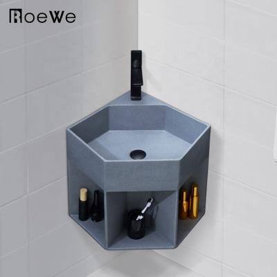 China Different Color For Choice Solid Stone Compound Stone Basins Corner Surface Artificial Stone Bathroom Sinks for sale