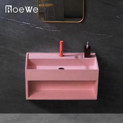 China Different Color For Choice Gray Sink Wall Hung Artificial Stone Bathroom Sinks Solid Surface Wash Basin for sale