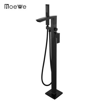 China Without Slide Bar CUPC Approved Freestanding Bathtub Faucet Floor Mount Bathroom Faucet Freestanding Brass Body Mixer Tap for sale