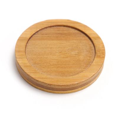 China Sustainable Custom Logo Round Bamboo Resin Coaster for sale