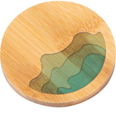 China Sustainable Round Square Resin Bamboo Coaster for sale