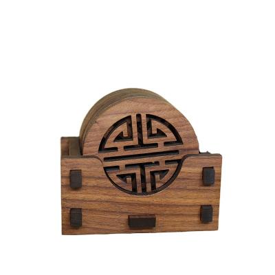 China Sustainable Solid Wood Hollow Cardboard Coaster Cup Holder Rack for sale