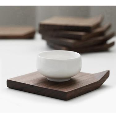 China New Durable Rustic Mug Holder Heat Resistant Black Walnut Wood Coaster for sale