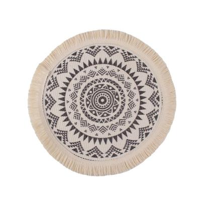 China Sustainable Kitchen Decoration Custom Home Woven Fabric Around Dining Coaster Bohemian Table Mat for sale