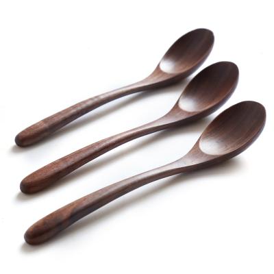 China Kitchenware Cake Jam Honey Soup Coffee Black Walnut Sustainable Wooden Spoon for sale