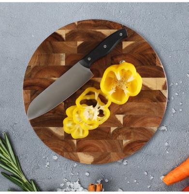 China Low MOQ Sustainable Round Rectangle Acacia Wood Cutting Board for sale