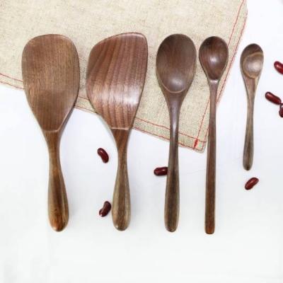 China Factory Wholesale Sustainable Kids Walnut Honey Coffee Dessert Soup Rice Wooden Serving Spoon for sale