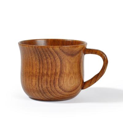 China Retro sustainable natural eco-friendly wooden coffee mug with handle for sale