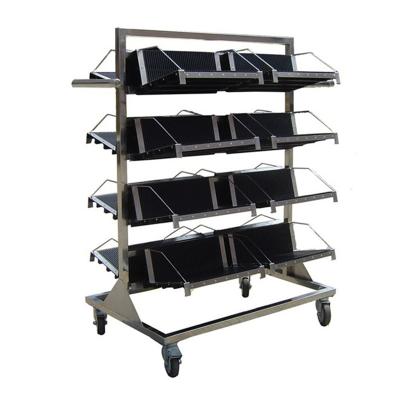 China High Quality Anti-Static Hanging Cart of Storage Stainless Steel Turnove Basket ESD SMT PCB Coil Storage Cart with Hanging Racks for sale