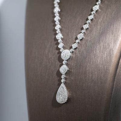 China CLASSIC Lab Developed Full HPHT Group Real Tennis Pendant Diamond Necklace For Women for sale