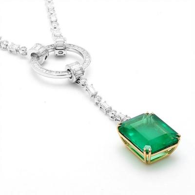 China HPHT Lab Developed 3 Carat Fancy Intense Green Diamond Necklace for sale