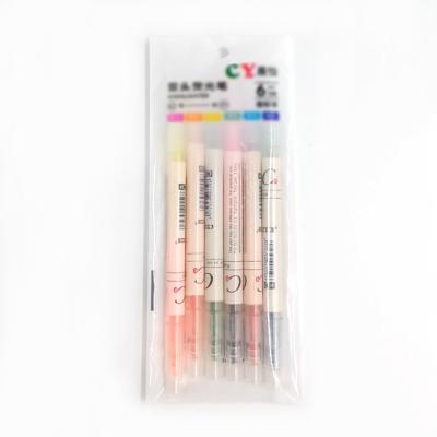 China Gift--China Factory Price Wholesale Promotional Highlighter Pens Double Park 6pcs Pen With Highlighter for sale