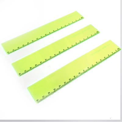 China Promotion Ruler Fluorescent Green Transparent Clear Scale Straight Children\Business\School\Office Drawing 18CM Plastic Ruler for sale