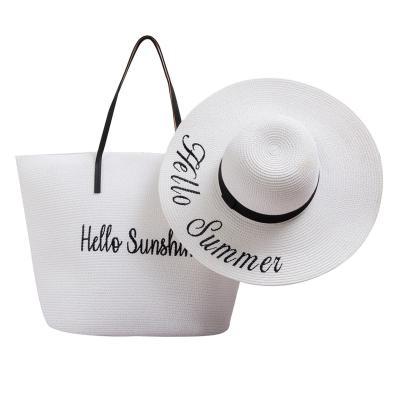 China Wholesale High Quality Durable Straw Hat And Straw Bag Set For Beach for sale