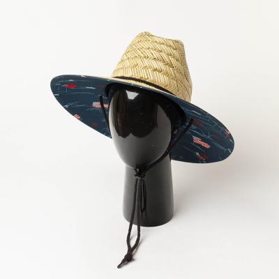 China Wholesale New Character Adults Mens Custom Branded Straw Surf Lifeguard Straw Hats for sale