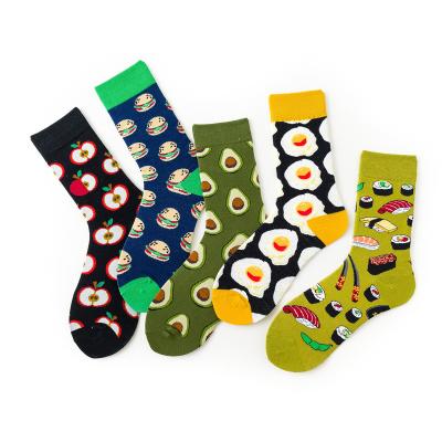 China Sporty Novelty Design Cotton Women Socks Egg Sushi Donut Fashion Crazy Men Bangs Funny Pattern Food Socks for sale