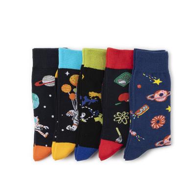 China Sporty Male Novelty Calf Cotton Crew Sock Wholesale Price Cartoon Anime Vintage Happy High Quality Happy Mid Socks For Men for sale