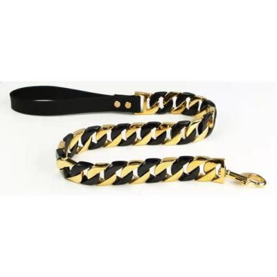 China Viable Gold and Black Cuban Dog Leash for sale