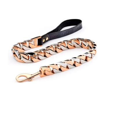 China Sustainable Rose Gold and Silver Cuban Dog Leash for sale