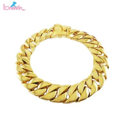 China LoreWin LY-S-64C OEM Stainless Steel Fashion Gold Buckle Personalized Chain Dog Collar for sale