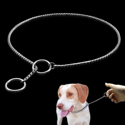 China Low MOQ Lorewin 316l Stainless Steel Snakeskin Dog Collar Reflective Colorful Slip Lead Chain for sale