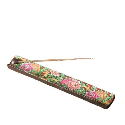 China Chinese Lao Zen Old Mountain Incense Color Enamel Pottery Incense Sticks Burner for sale