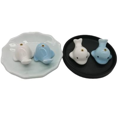 China Chinese Lao Zen Old Mountain Dolphin Ceramic Incense Sticks Burner With Small Dish for sale