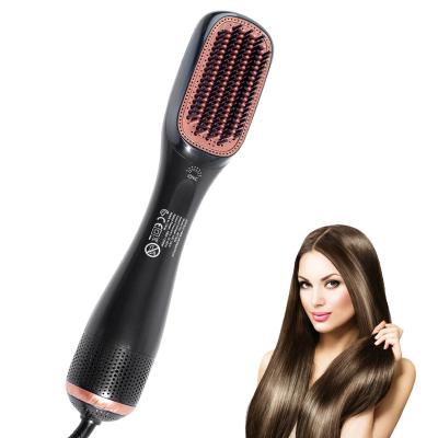 China Ionic Professional Salon Multifunctional Hot Air Blow Drying Shape Styling Negative Hair Straightener Brush for sale