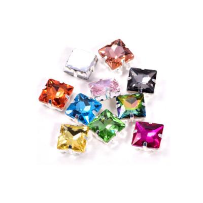 China Pointback colors all Sew-on princess Square Glass Crystal Fancy Stone For Diy rhinestone stitch back 6mm 8mm 10mm 12mm 14mm for sale