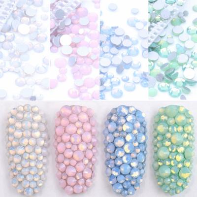 China Factory wholesale 4colors Flatback opal rhinestones Bulk Non-hot dril nail fix crystal rhinestone for nail for sale