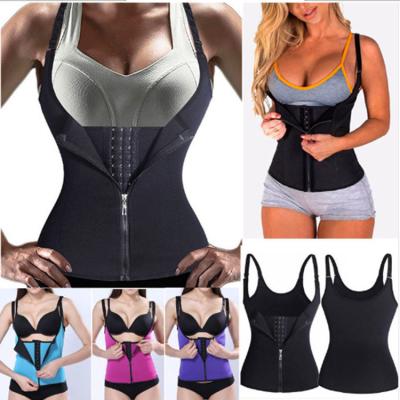 China Antibacterial Women Burn Fat Control Sauna Sweat Vest Waist Trainer Body Shaper Tummy Shapewear with Adjustable Straps for sale