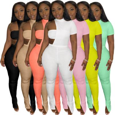 China New Fashionable Anti-wrinkle Women High Waist Long Pants Legging Sets Slim Clothing Three Piece Set for sale