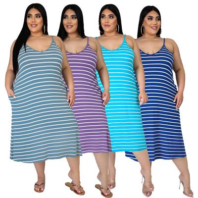 China Hot sales plus size striped print strapless deep v beach maxi dress ladies elegant sexy dresses plus size women clothing 5xl for sale