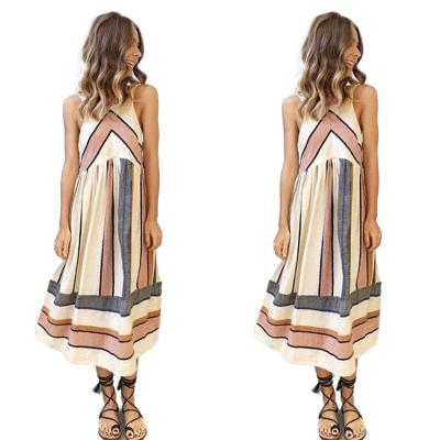 China Amazon eBay Viable Wish Selling Summer Hot Women Plus Size Bohemian Sleeveless Print Casual Sleeveless Dress Loose Style Dress New for sale