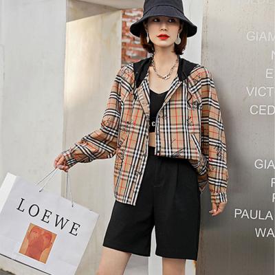 China Anti-wrinkle Women's New Thick Loose Plaid Slimming Warm Casual Hooded Cotton Jacket Coat for sale