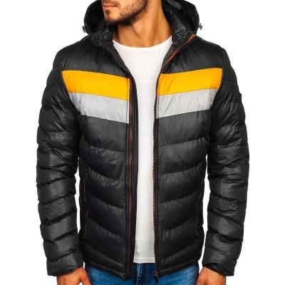 China Winter European and American Size Jacket Clothing Color Stitching 100% Polyester Men's Hooded Cotton-padded Coat Men's Clothing Thickened for sale