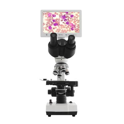 China Biological Teaching HD Trinocular Digital Biological Optical Microscope With LCD Screen for sale