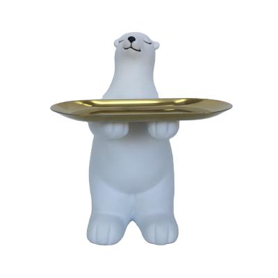 China China Mold Making Resin Animal Polar Bear Tray Craft Statue Ornaments Gifts, Suitable For Indoor And Outdoor Decoration for sale