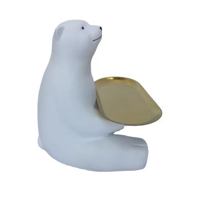 China Mold making resin animal bear statue tray receiving dish craft decoration gifts, worldwide suitable for indoor and outdoor decoration for sale