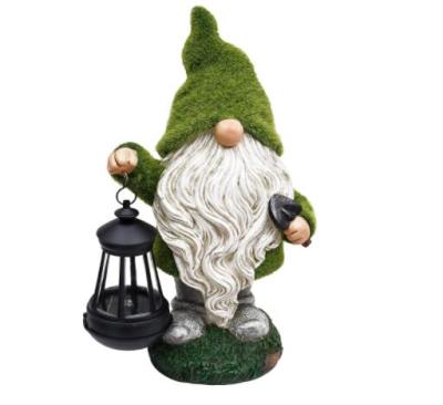 China Europe Garden Gnome Statue, Resin Outdoor Statues with Solar Lights, Garden Figurines Elf for Outdoor Home Yard Decor for sale