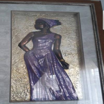 China American Style Mold For African Woman Statue Light Blue Photo Frame Decoration for sale