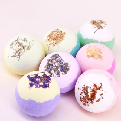 China Bath Ball SPA Size 100g Bubble Bomb Bath Salts Big With Flowers Explosion Bath Sea Salt Ball for sale