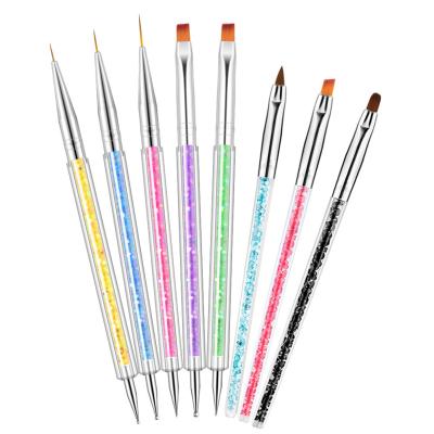 China Nail Paint Combines Two Functions of Multifunctional Spot Drill Nail Painting Tools 2 in 1 Design 8pcs Point Drill Pen and Nail Brush for sale