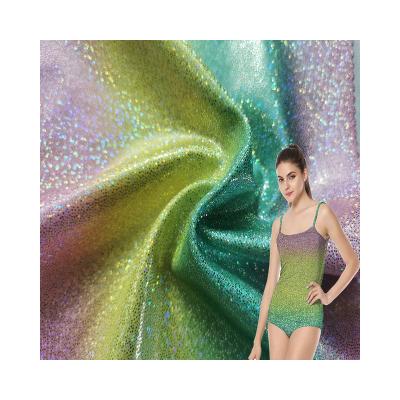 China 17% Polyester 83% Spandex Swimsuit Fabric Eco-Friendly Colorful Stretch Symphony Reflective Fabric Eco-Friendly Sports Fashion Fabric for sale