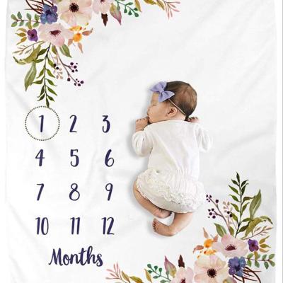 China Anti-Static Photography Props Modern Fleece Double Sided Baby Milestone Monthly Blanket Unisex for sale