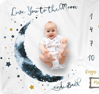 China Anti-static Hot Sale Photography Milestone Newborn Infant Growing Moon Pattern Baby Photo Prop Monthly Blanket for sale