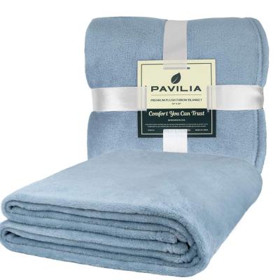 China PORTABLE Wholesale Custom Manufacturers Throw 100% Adult Mink Flannel Fabric Super Soft Polyester Double Bed Blanket For Winter With Logo for sale